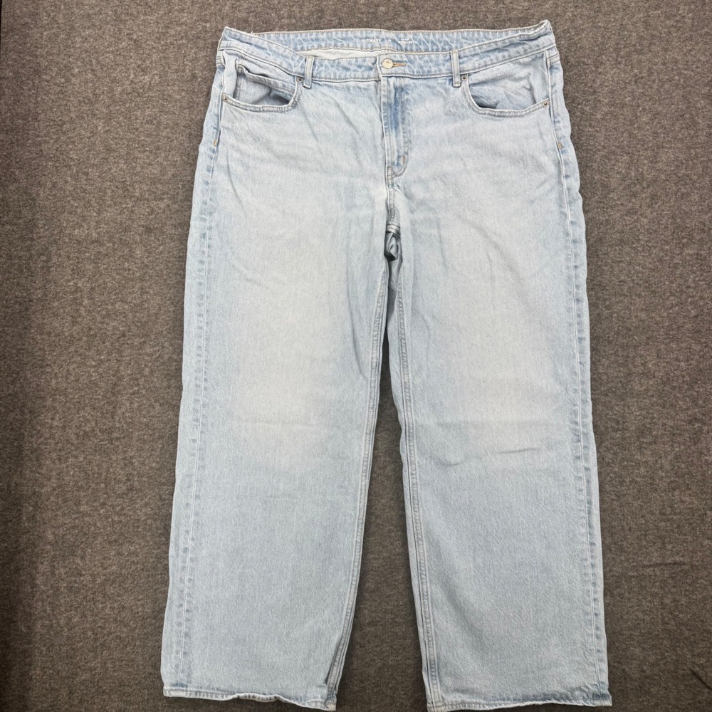 Old Navy Womens Wide Leg Mid-Rise Light Wash Jeans Size 18 Blue Denim Ankle